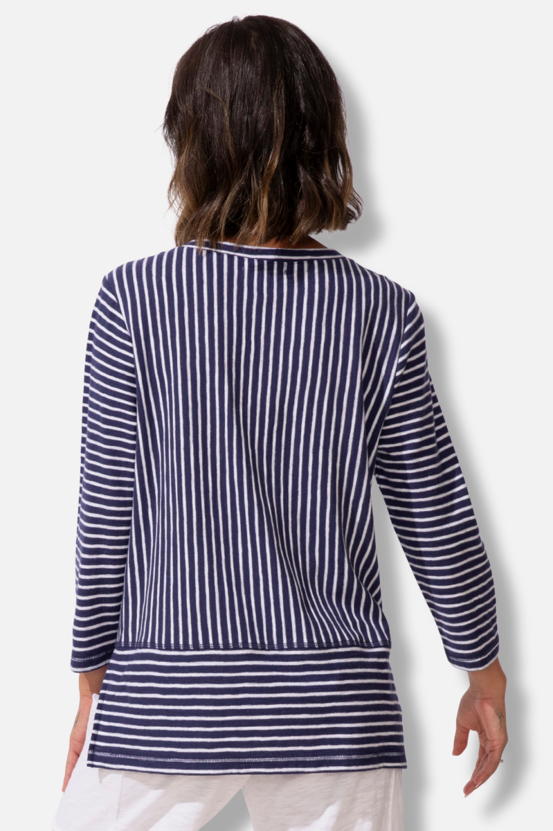 Easy V Tee - Navy Stripe