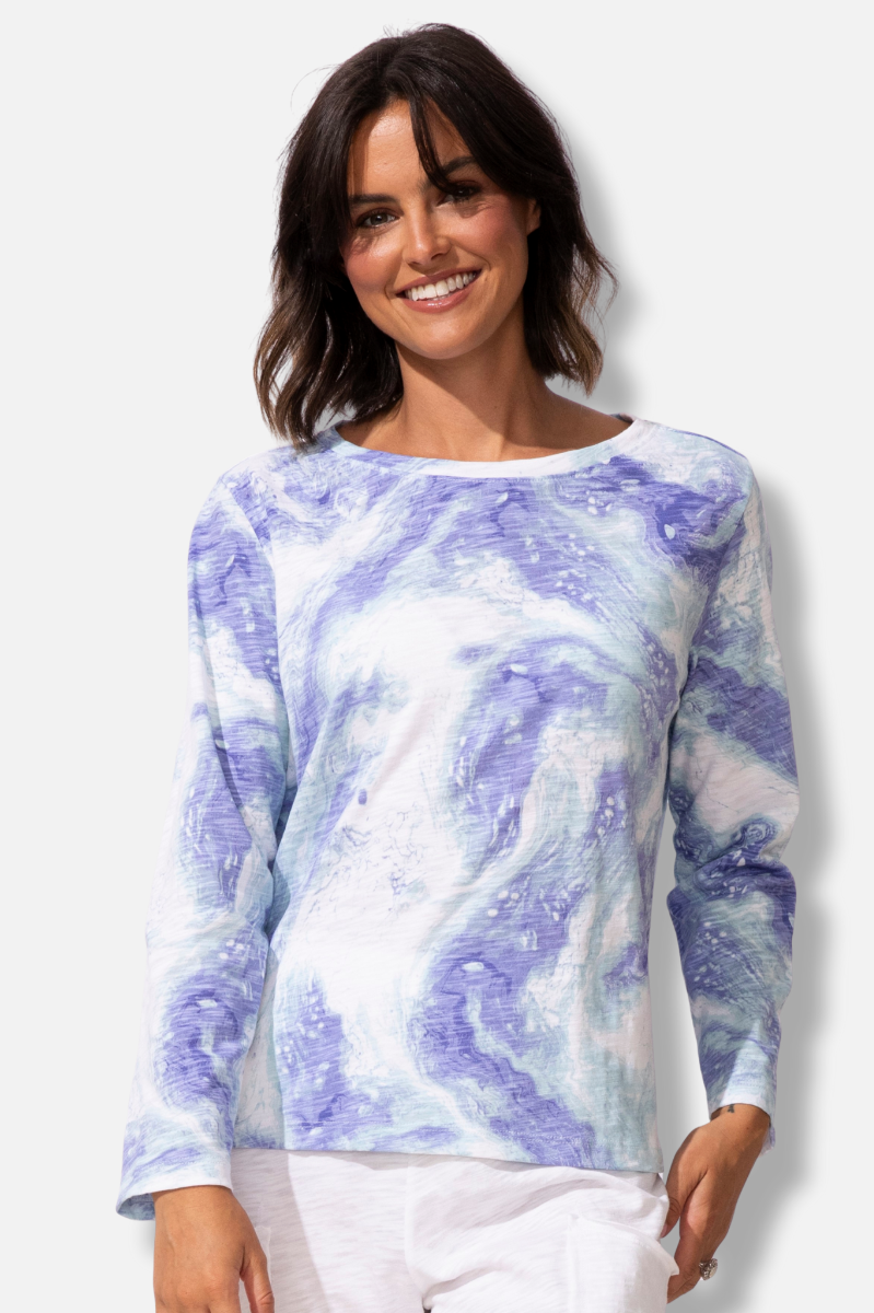 Boxy Tee - Baja Blue Ocean Marble