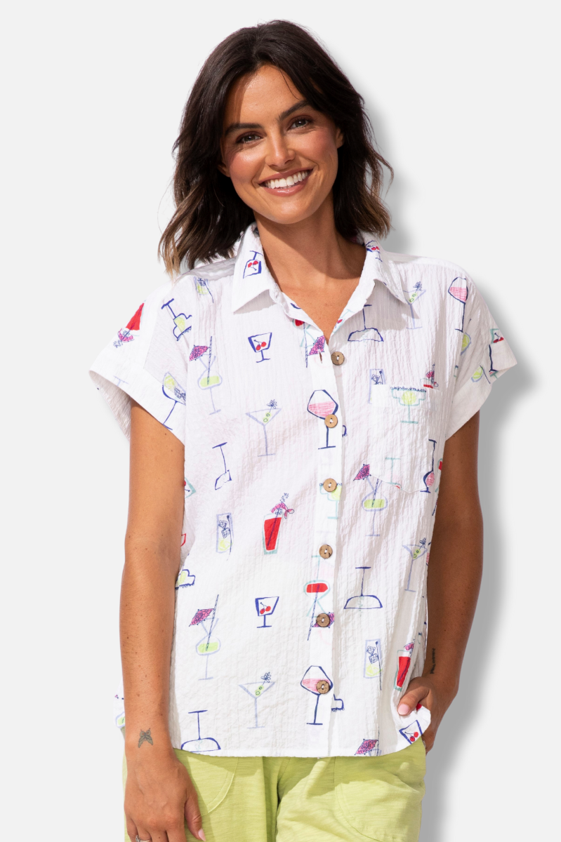 Short Sleeve Button Down - White