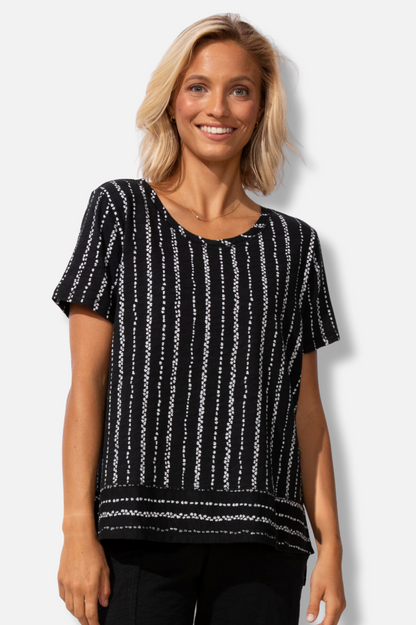 Dockside Tee - Black Driftwood Stripe