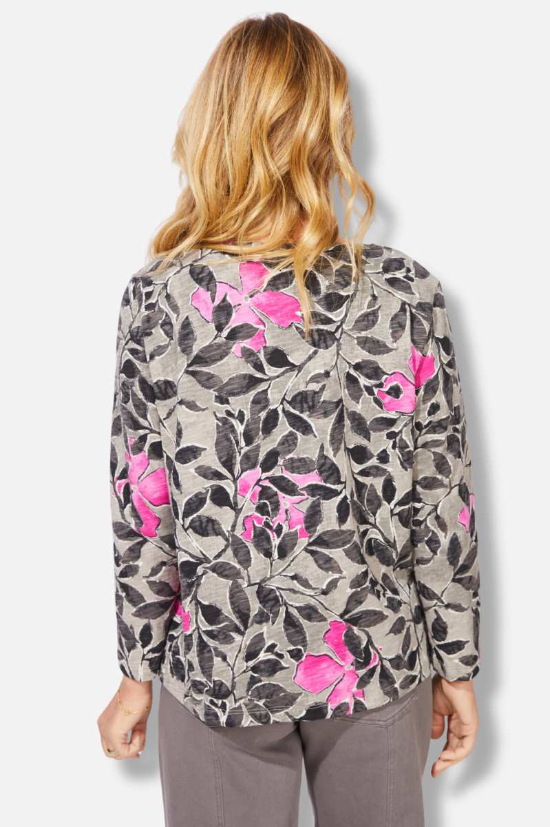 Boxy Tee - Fog Foliage Floral 