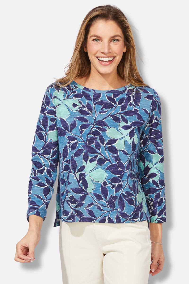 Boxy Tee - Harbor Foliage Floral 