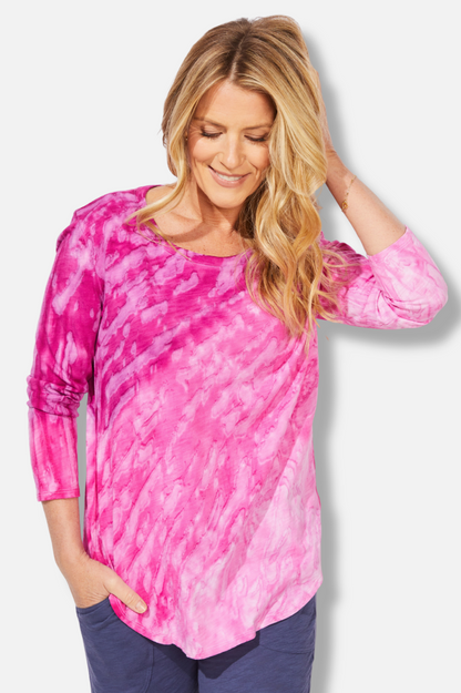 High Lo Tee - Fuchsia Mystic Dyed 