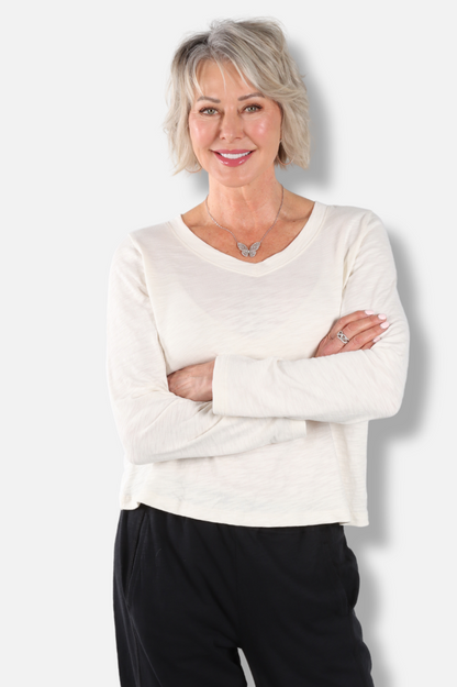 Soft V-Neck Tee - Pearl