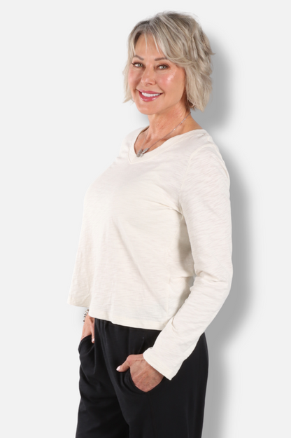 Soft V-Neck Tee - Pearl