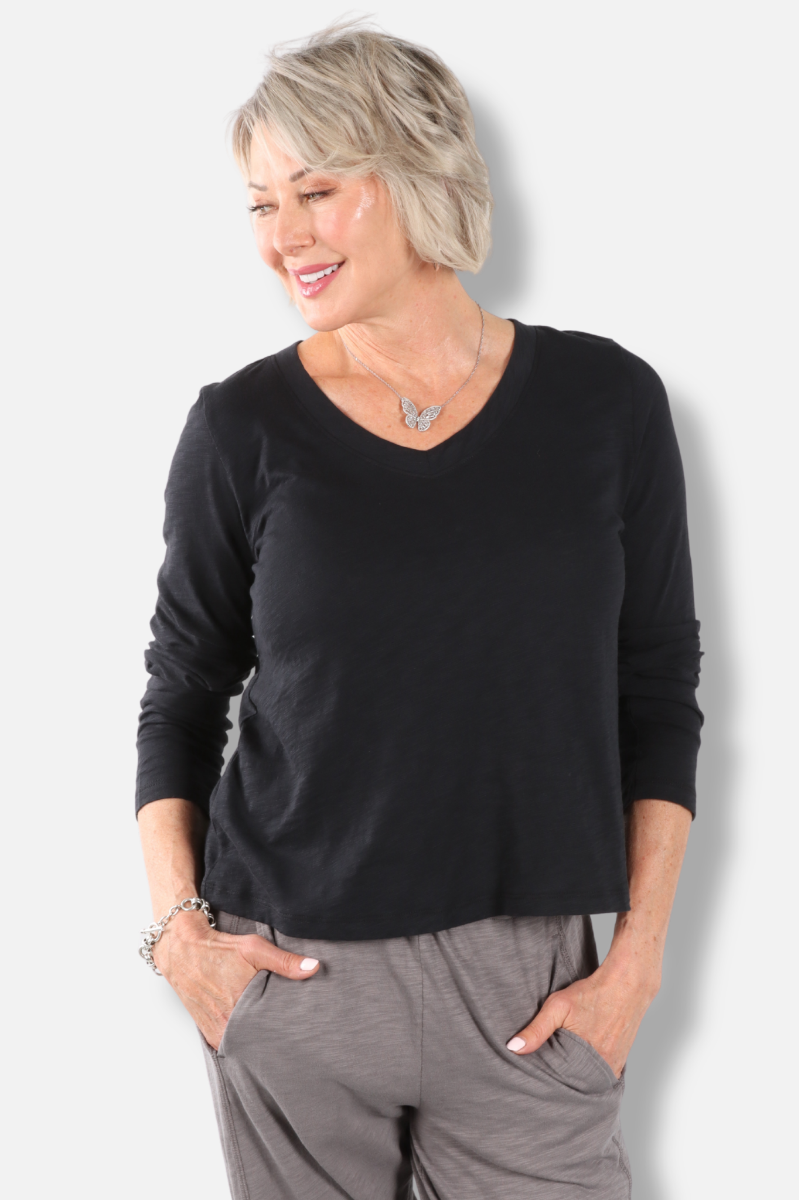 Soft V-Neck Tee - Black 