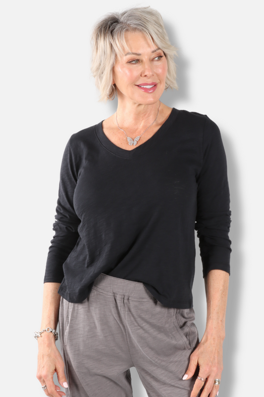 Soft V-Neck Tee - Black 