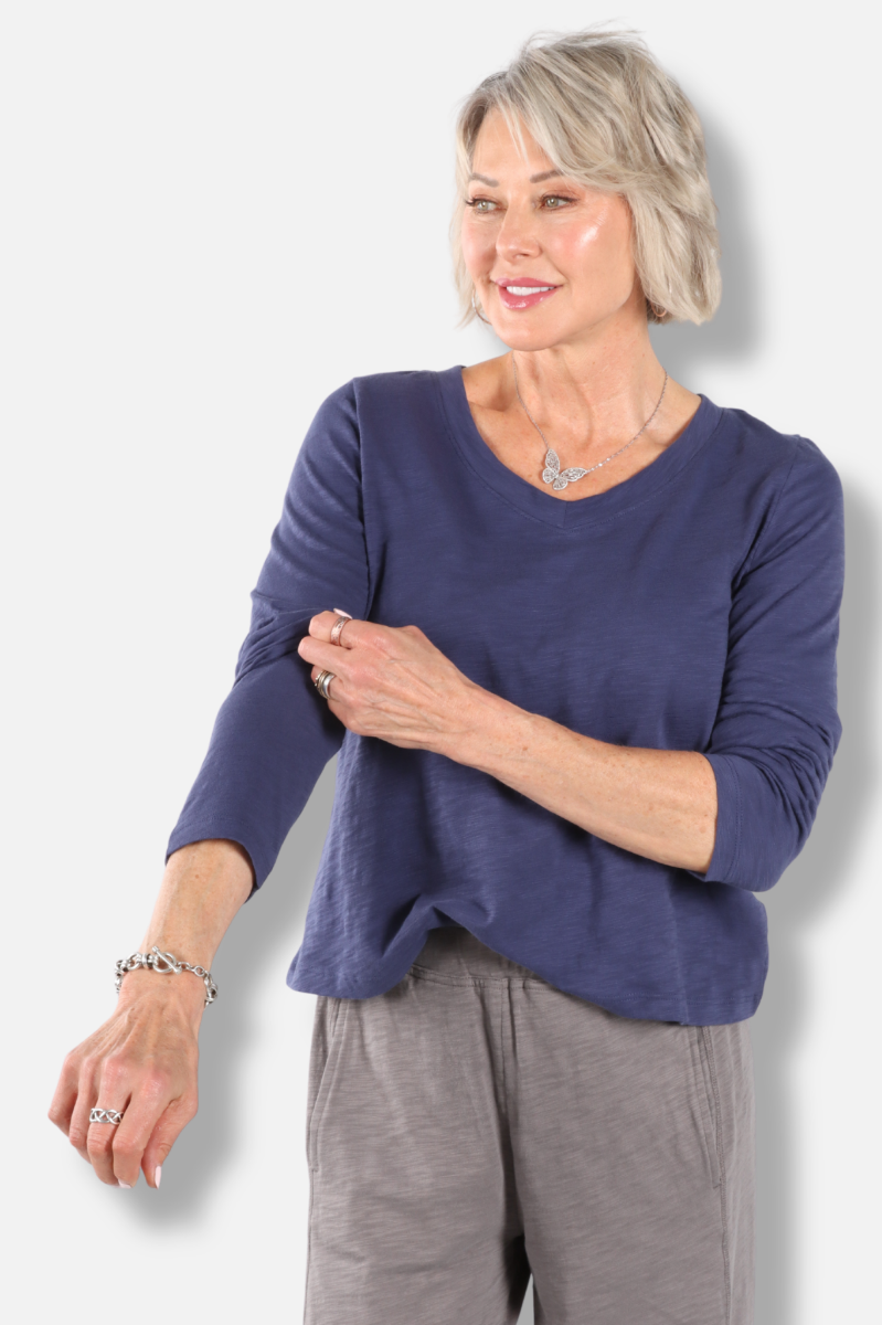 Soft V-Neck Tee - Navy