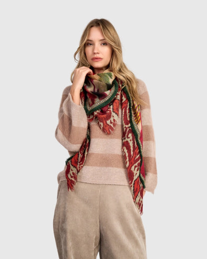 Sheaf Scarf - Maroon Ikat