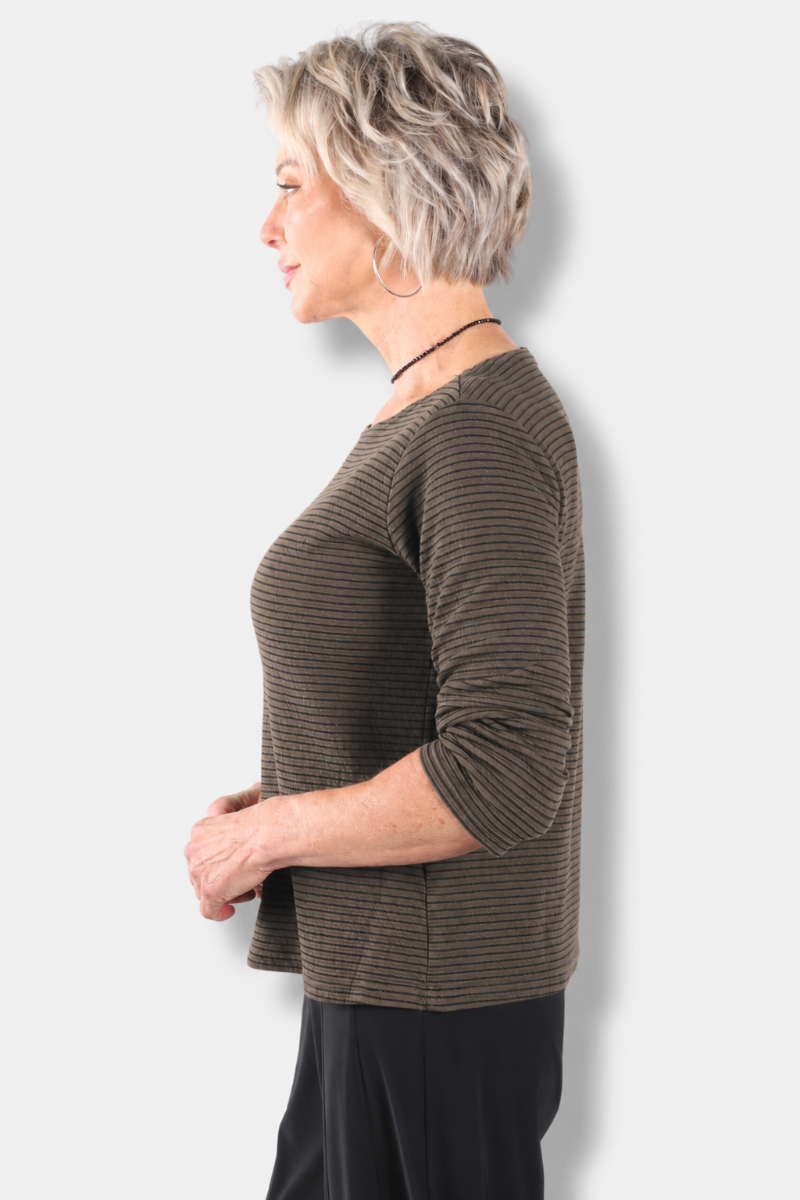 3/4 Sleeve Boatneck Tee - Chocolate