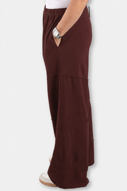 Wide Leg Cut Block Pant Plus - Chestnut