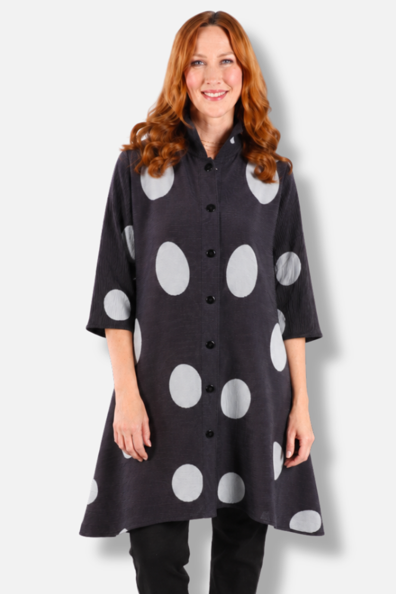Pleated Duster - Black & Grey