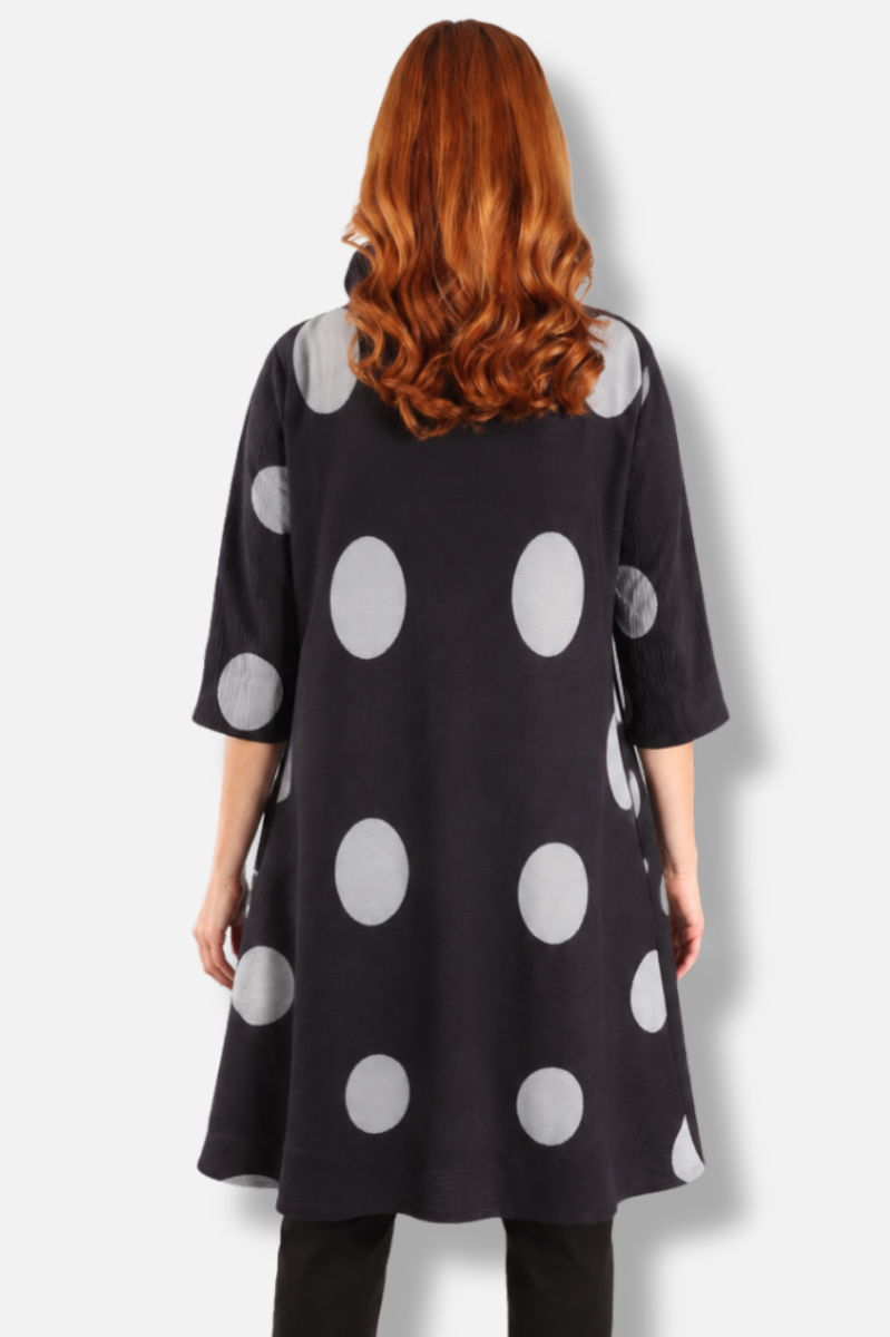 Pleated Duster - Black & Grey