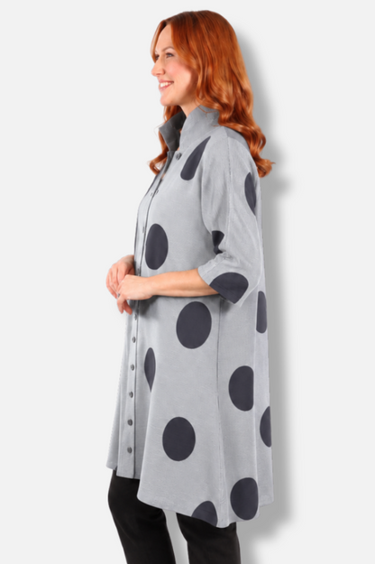 Pleated Duster - Grey & Black 