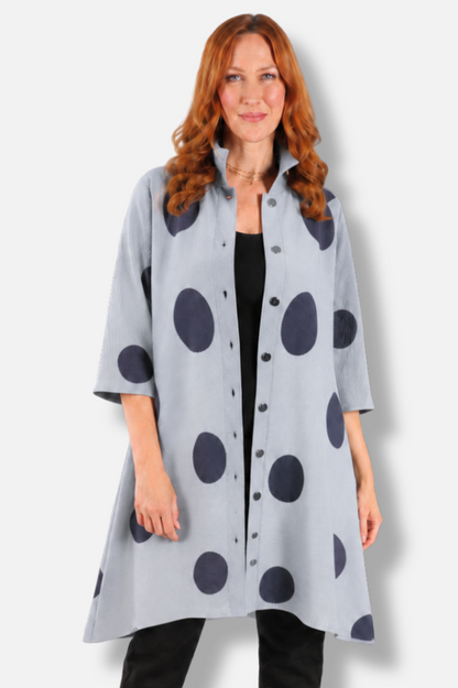 Pleated Duster - Grey & Black 
