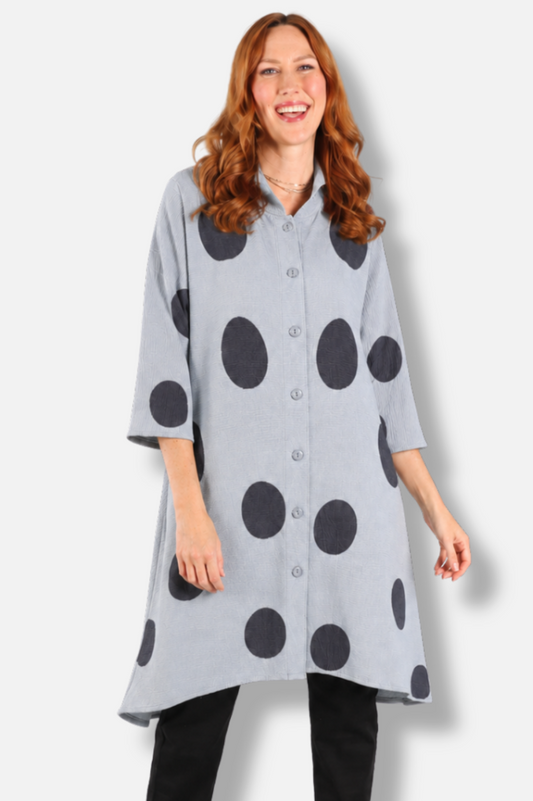 Pleated Duster - Grey & Black 