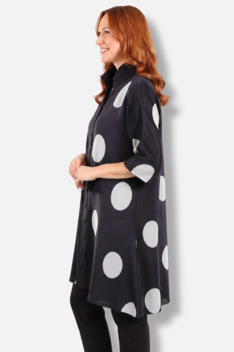 Pleated Duster - Black & Grey