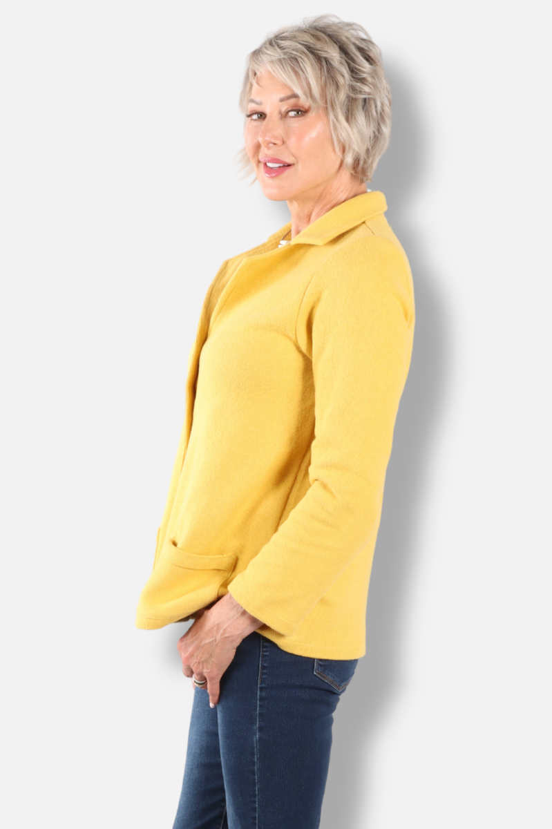 Collared Knit Jacket - Sunflower