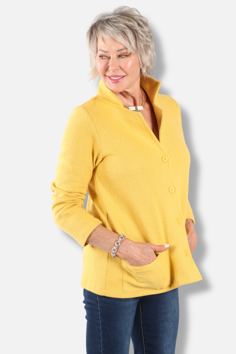 Collared Knit Jacket - Sunflower