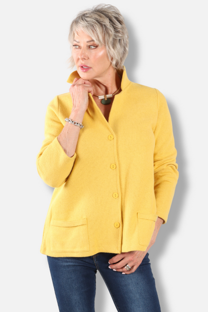 Collared Knit Jacket - Sunflower
