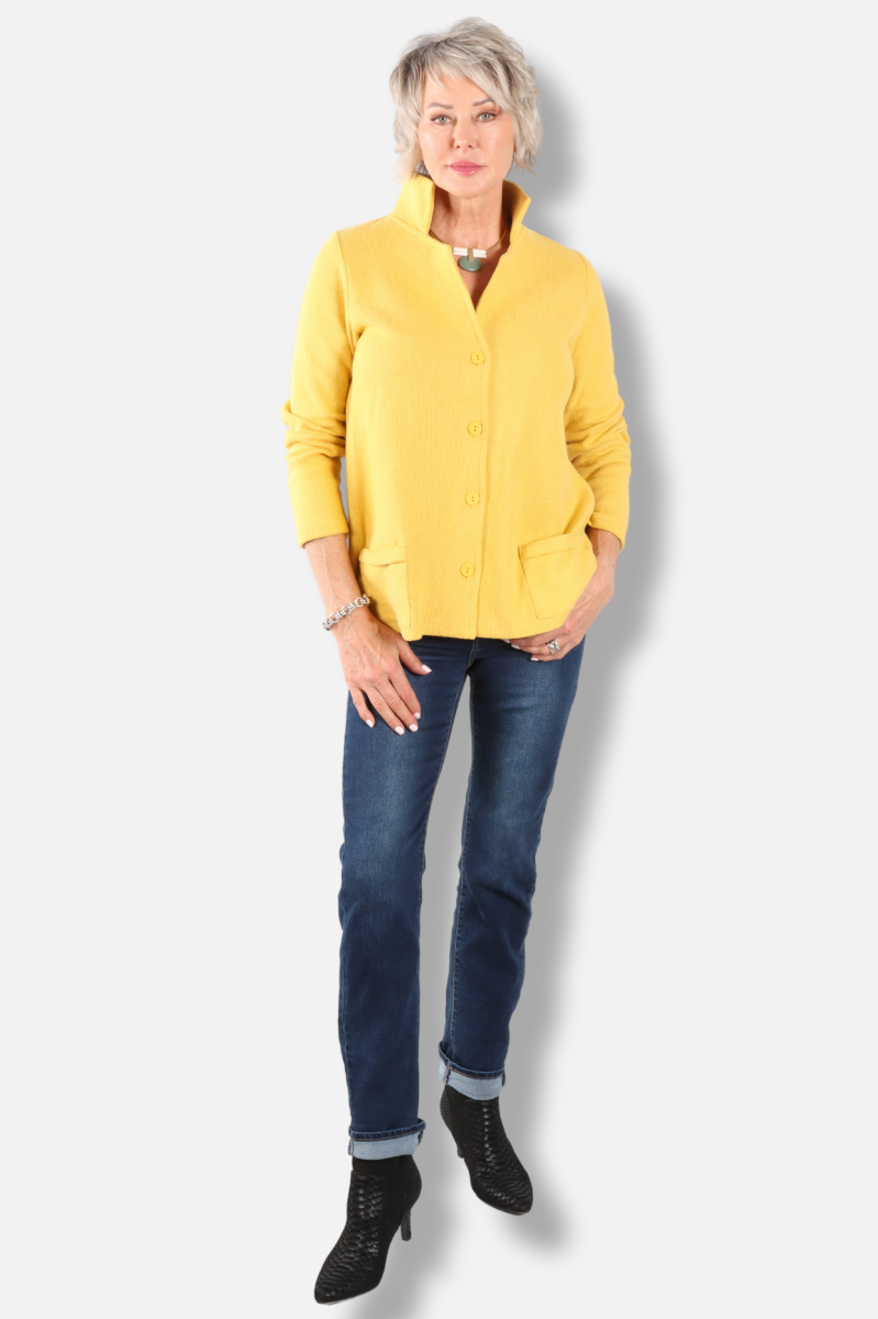 Collared Knit Jacket - Sunflower
