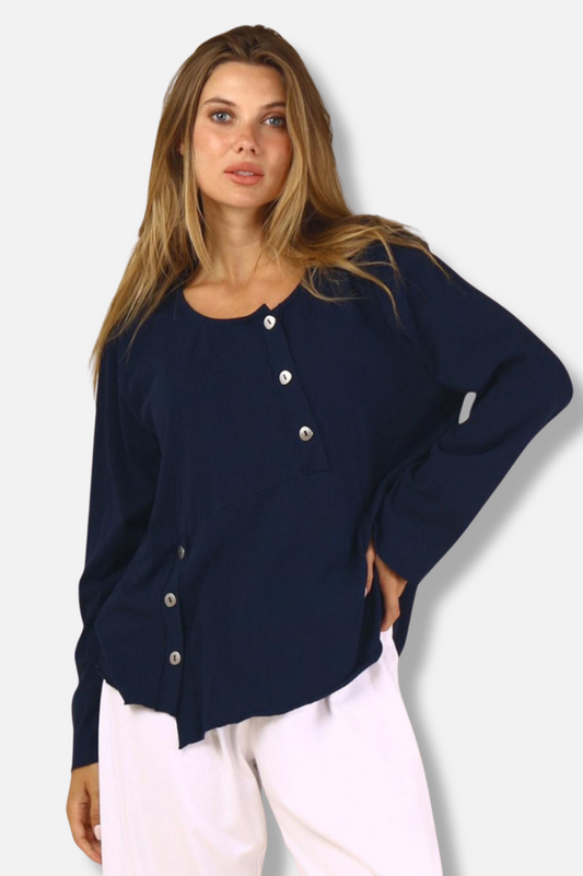 Double Button Top - Ink