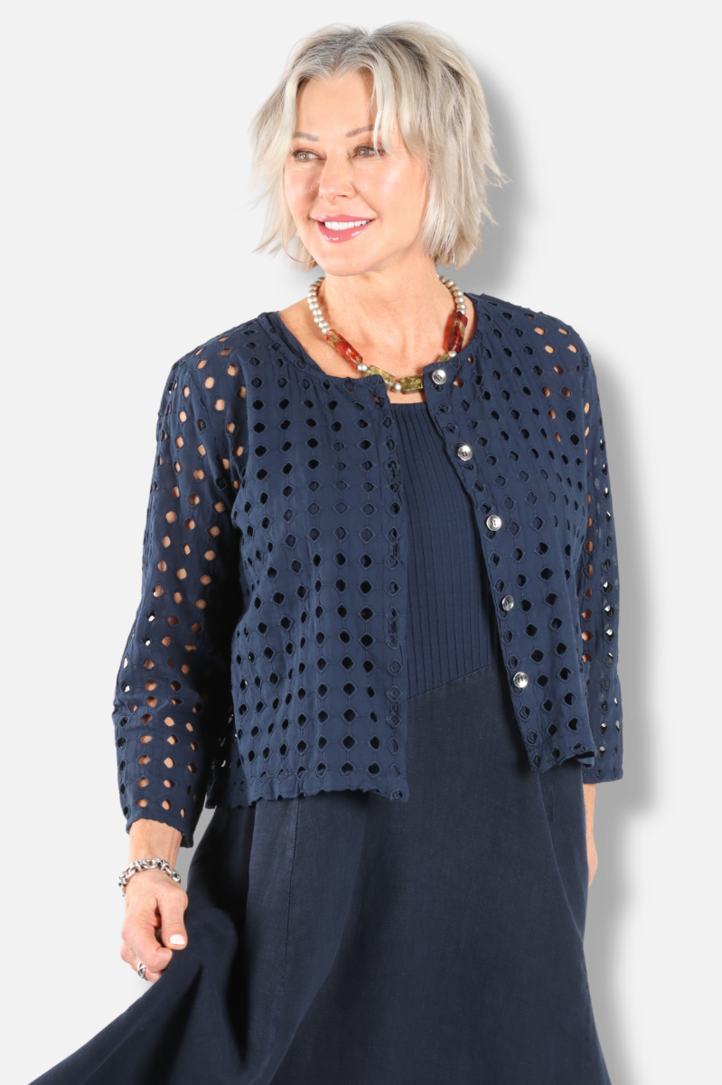 Eyelet Jacket - Ink