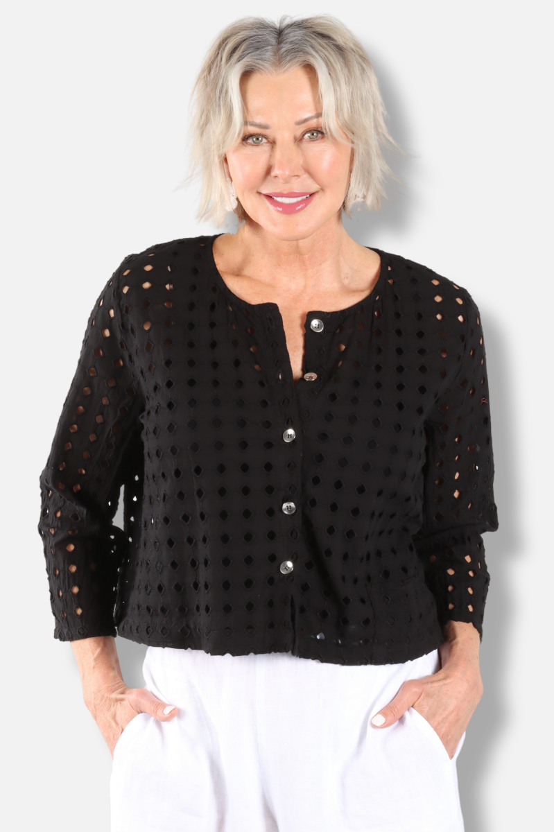 Eyelet Jacket - Black