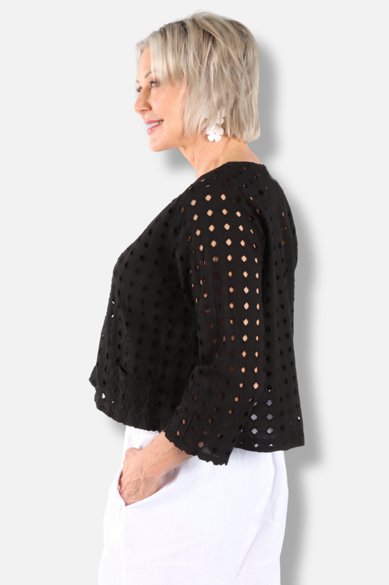 Eyelet Jacket - Black