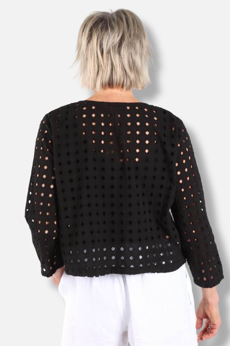 Eyelet Jacket - Black