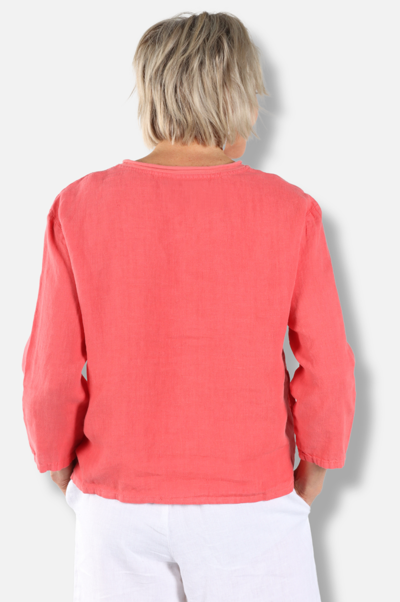 Seam V-Neck Top - Poppy