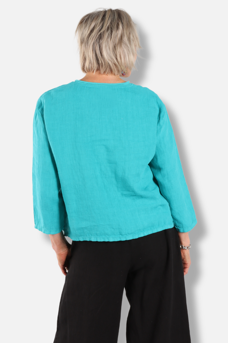 Seam V-Neck Top - Teal