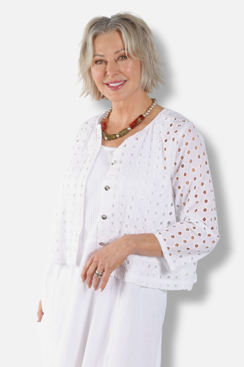 Eyelet Jacket - White