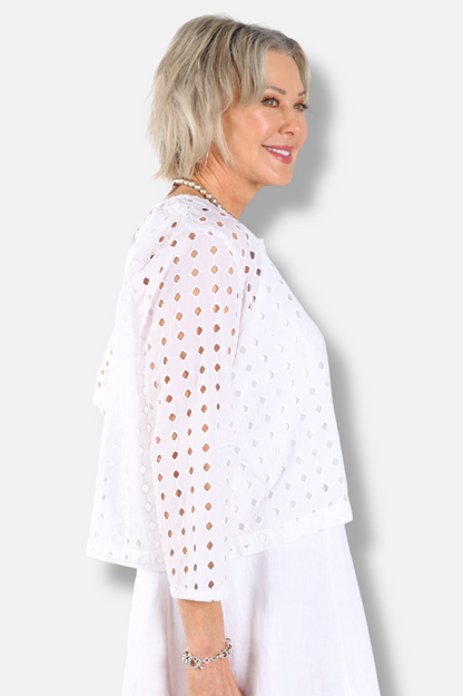 Eyelet Jacket - White
