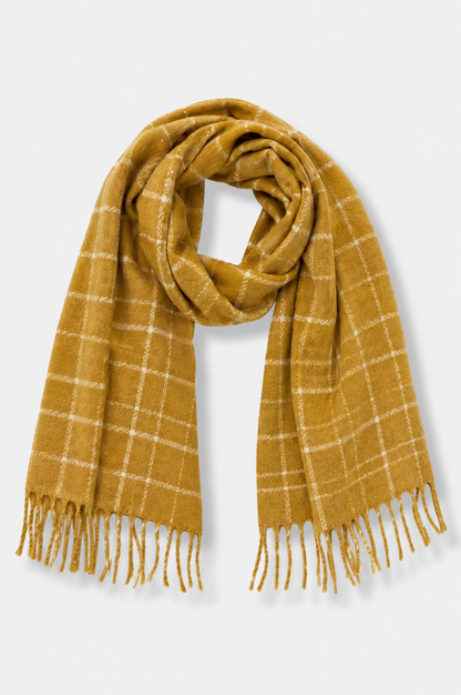 Murphy Plush Plaid Scarf - Mustard 