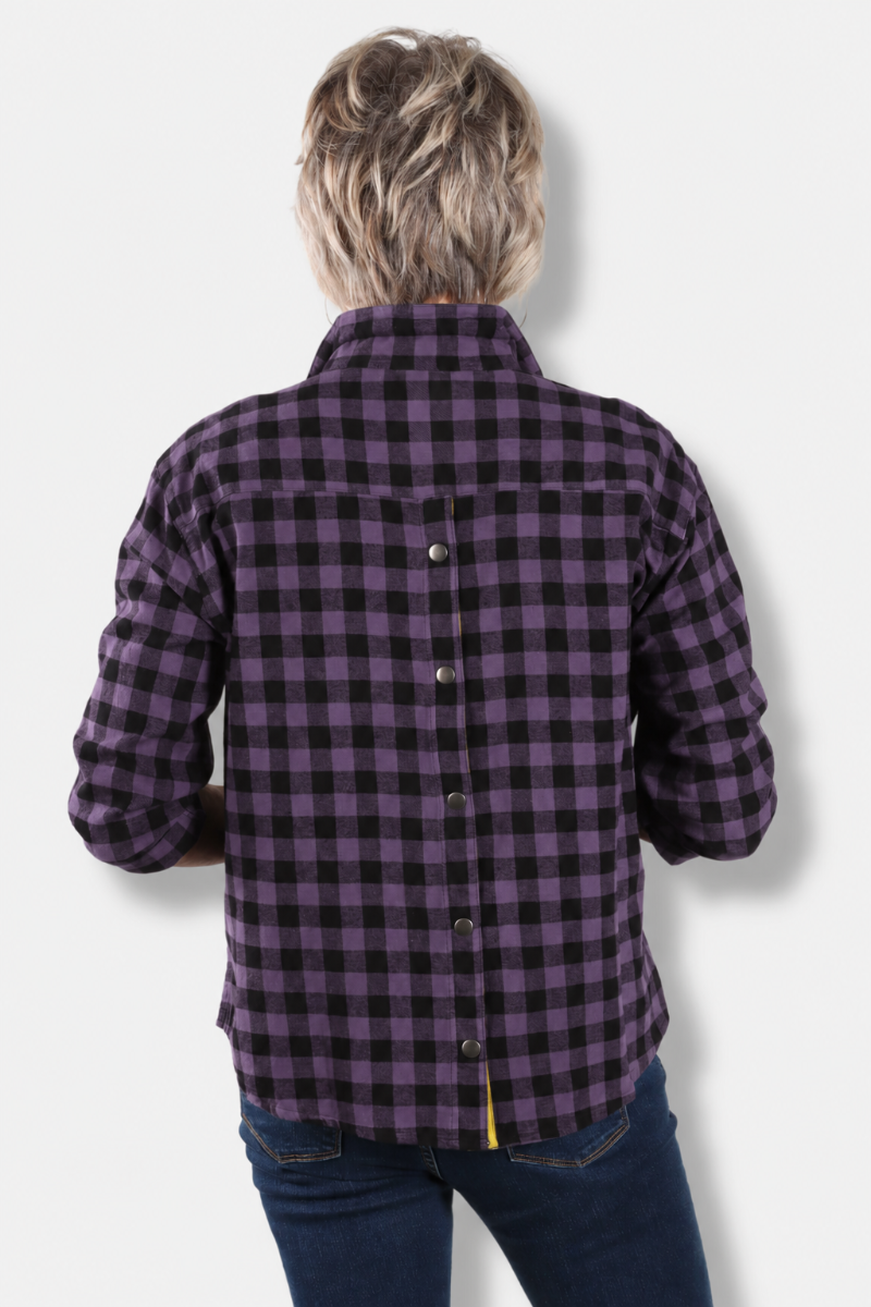 Snap Back Shirt - Eggplant Check