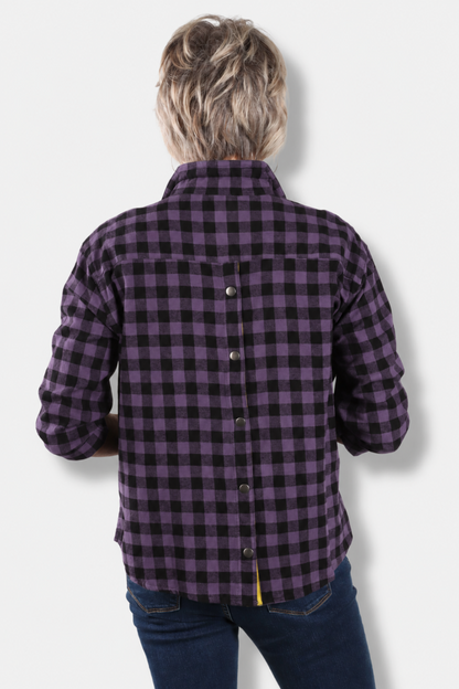 Snap Back Shirt - Eggplant Check