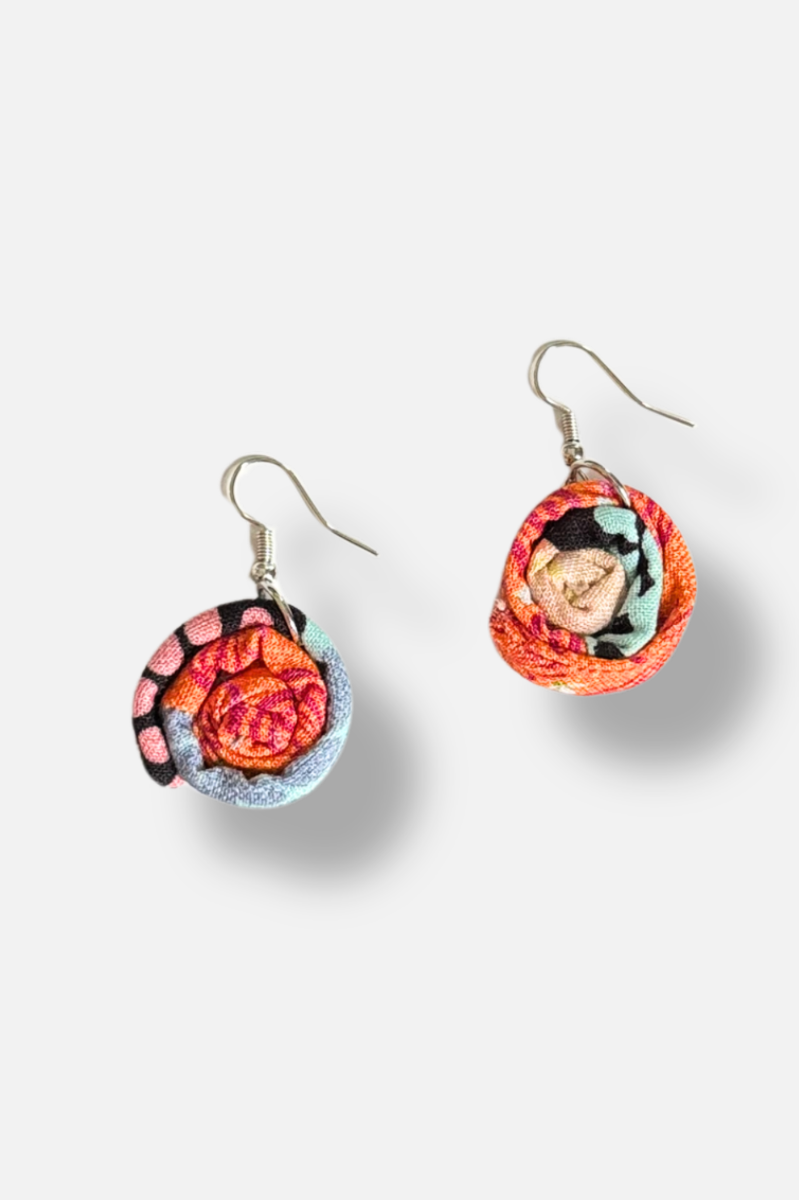 Millefiori Earrings - Orange Multi