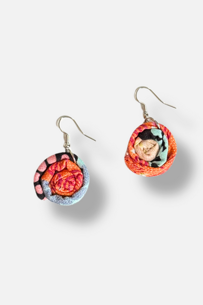 Millefiori Earrings - Orange Multi