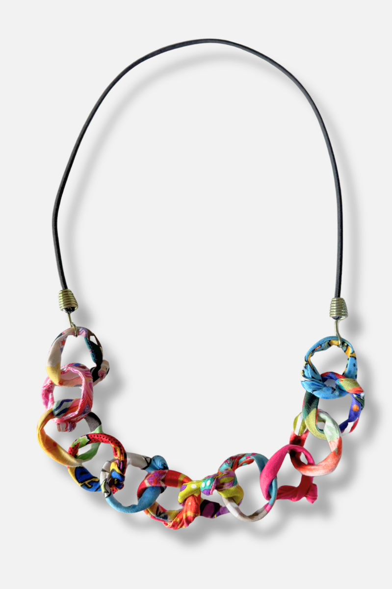 Small Chain Bungee Necklace - Blue Multi #1