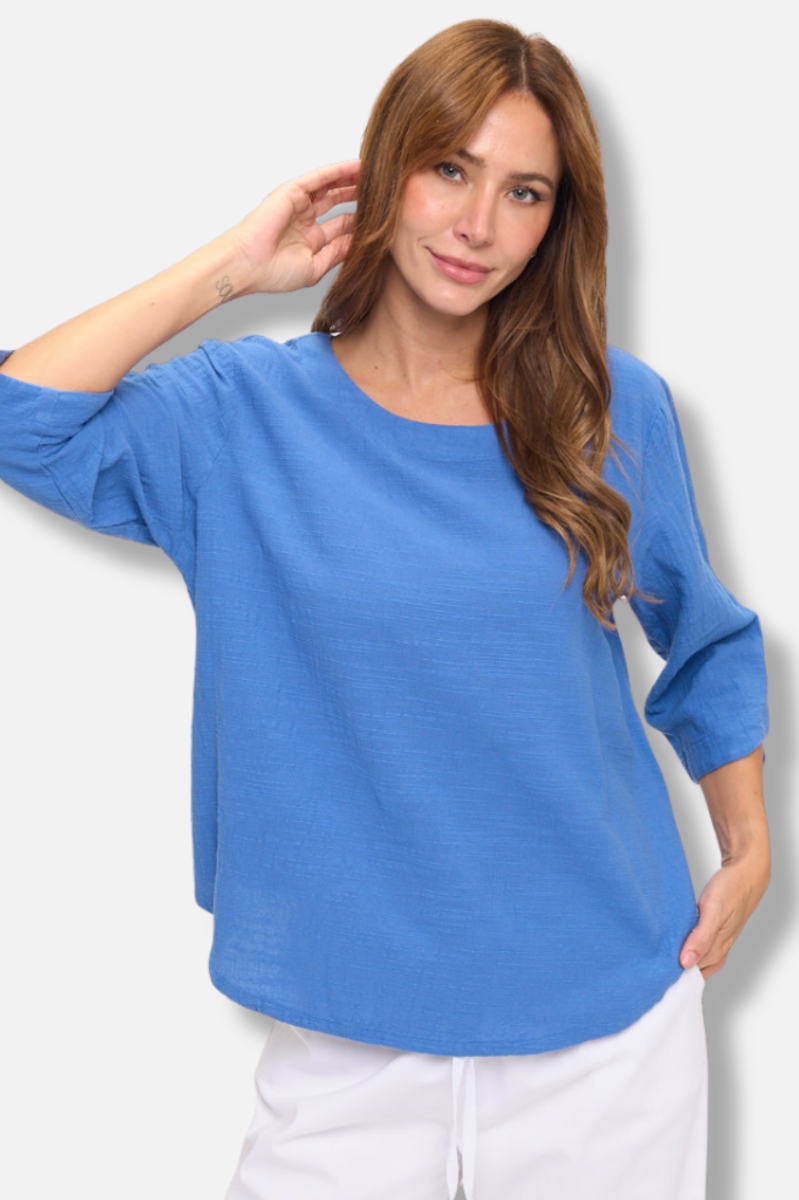 3/4 Sleeve Pullover - French Blue