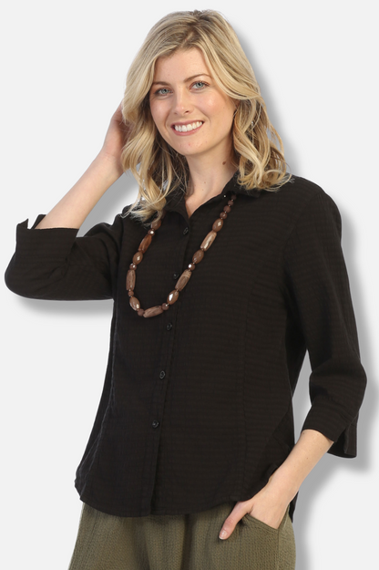 3/4 Sleeve Blouse - Black