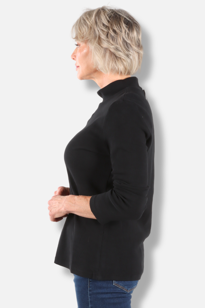 High Neck Top - Black 