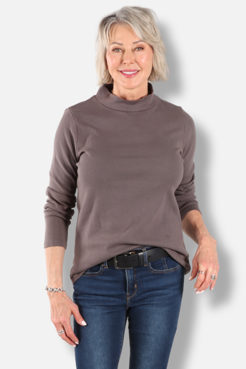 High Neck Top - Graphite