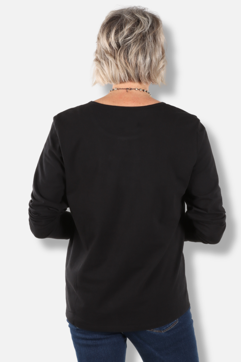Button Sleeve Top - Black