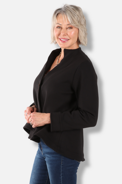 Asymmetrical Wrap Jacket - Black