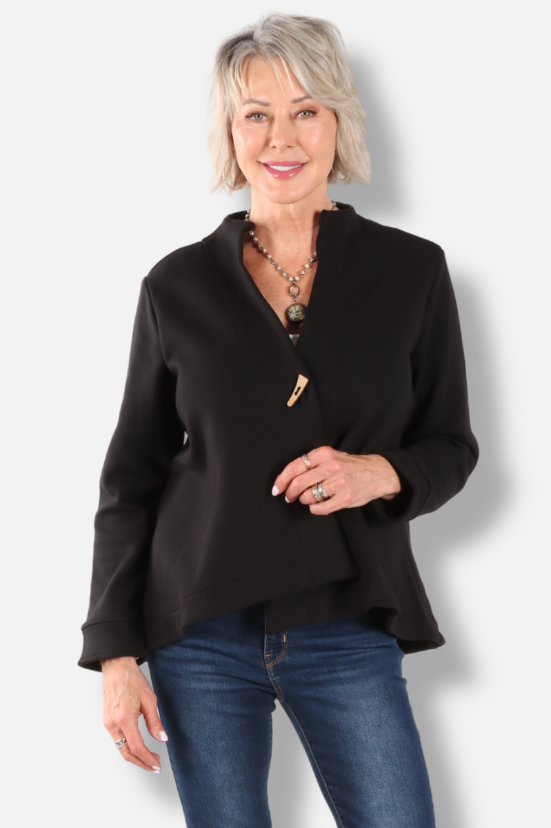 Asymmetrical Wrap Jacket - Black
