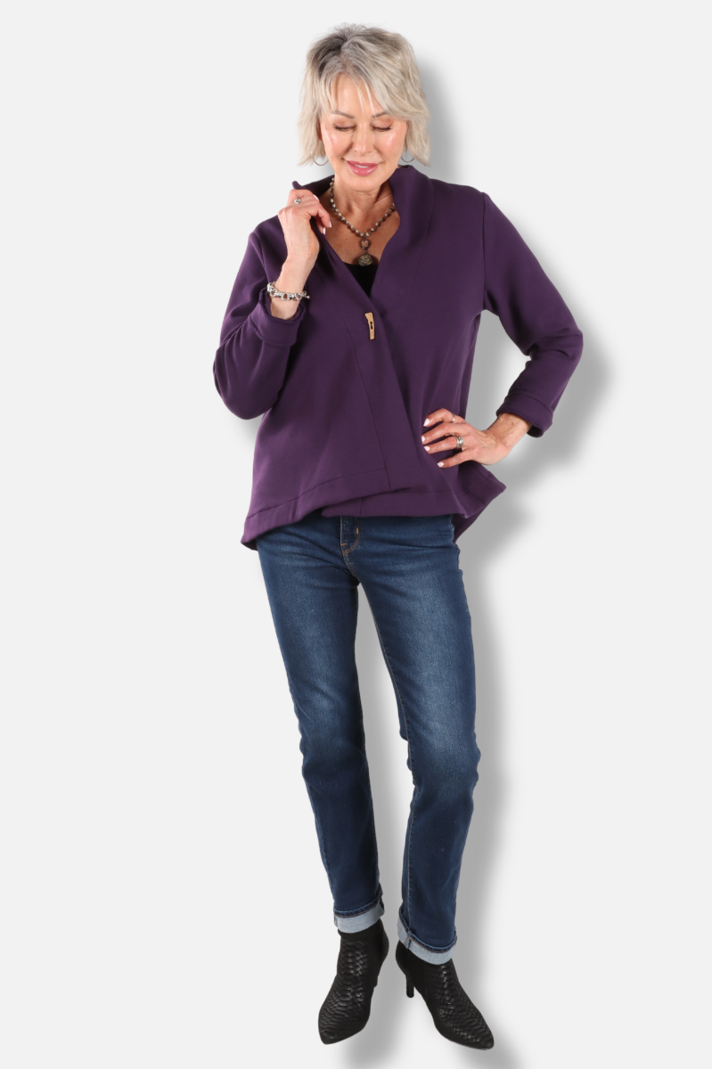 Asymmetrical Wrap Jacket - Plum