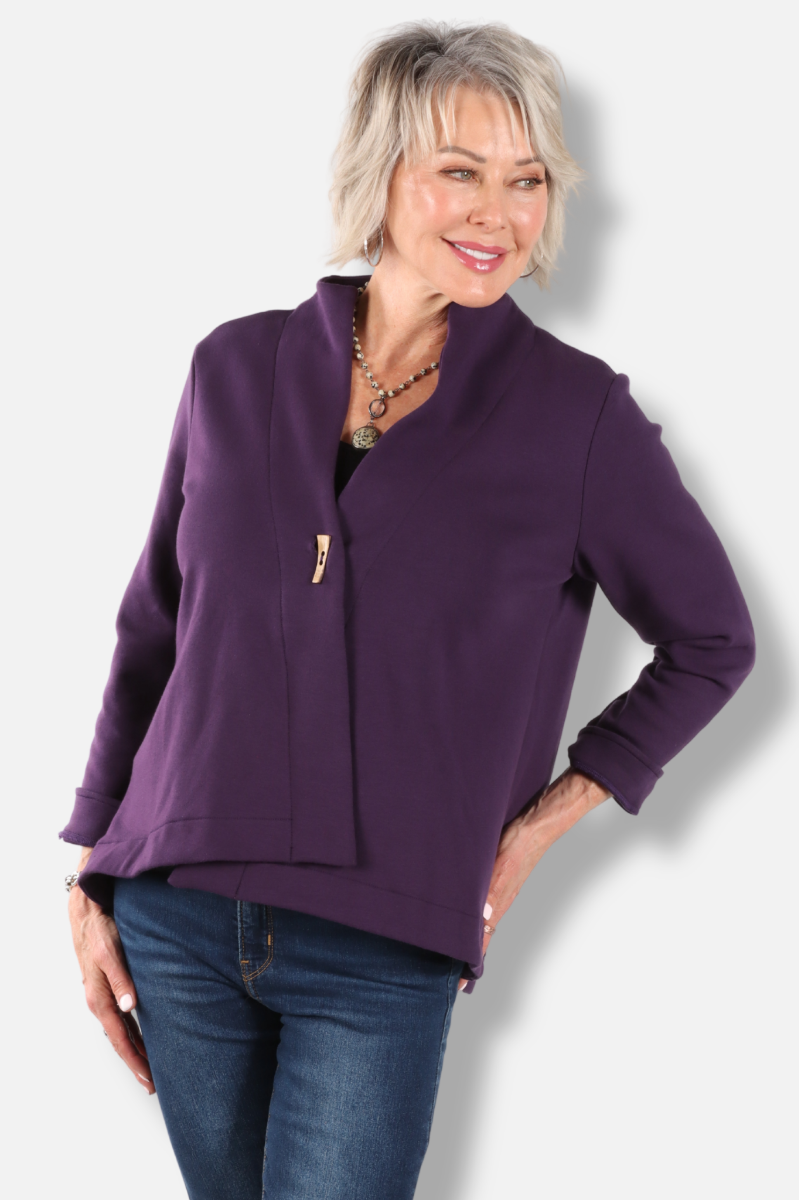 Asymmetrical Wrap Jacket - Plum