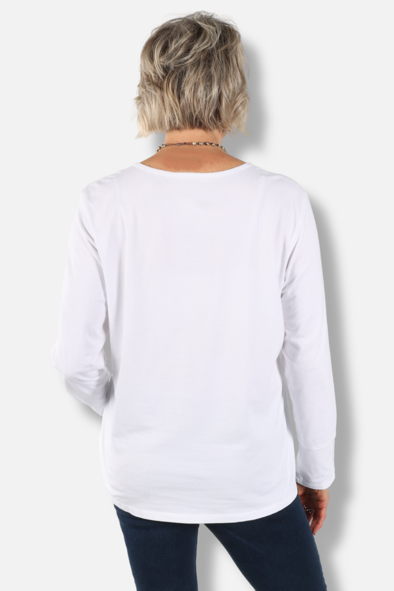 Button Sleeve Top - White